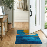 Teal Blue Abstract Sun Area Rug
