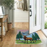 Majestic Elk in Snowy Mountain Landscape Rug