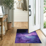 Washable Purple Galaxy Nebula Low Pile Area Rug