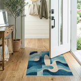 Abstract Surfboard Blue Wave Area Rug