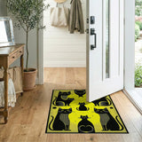 Whimsical Black Cats on Vibrant Yellow Area Rug