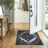 Vintage Blue Persian Medallion Area Rug