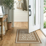 Beige Maze Labyrinth Area Rug