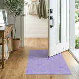 Purple Purple Whimsical Floral Line Art Area Rug