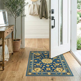 Blue Gold Floral Persian Area Rug