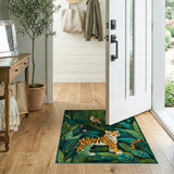 Jungle Tiger with Bird Green Area Rug