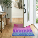 Ombre Wave Area Rug in Pink to Teal
