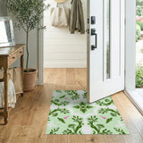 Mint Green Floral Vine Silhouette Area Rug