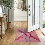 Pink Satin Bow Geometric Tufted Rug
