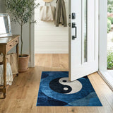 Blue Yin-Yang Geometric Area Rug