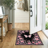 Pink Floral Butterfly Vintage Area Rug