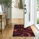 Crimson Lightning Swirl Abstract Area Rug