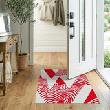 Red Geometric Modern Bold Red Wavy Geometric Area Rug