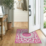 Vibrant Pink Mandala Persian Pink Area Rug