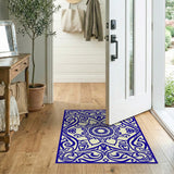 Intricate Blue Persian Area Rug with Sun Medallion