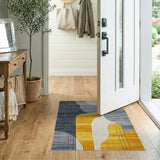 Abstract Grey Mustard Yellow Area Rug