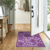 Purple Purple Rose Vine Floral Area Rug