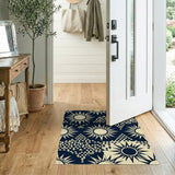 Tribal Sun and Triangle Navy Area Rug
