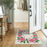Pink Rose Wreath Floral Area Rug