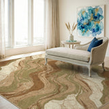 Marble Swirl Brown Area Rug