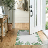 Lush Green Fern Leaf Border Rug