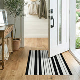 Geometric Modern Vertical Stripe Bold Black White Vertical Stripe Area Rug