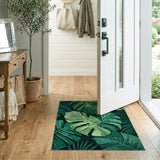 Lush Green Lush Monstera Leaves Green Area Rug