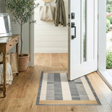 Grey Vertical Stripe Geometric Area Rug
