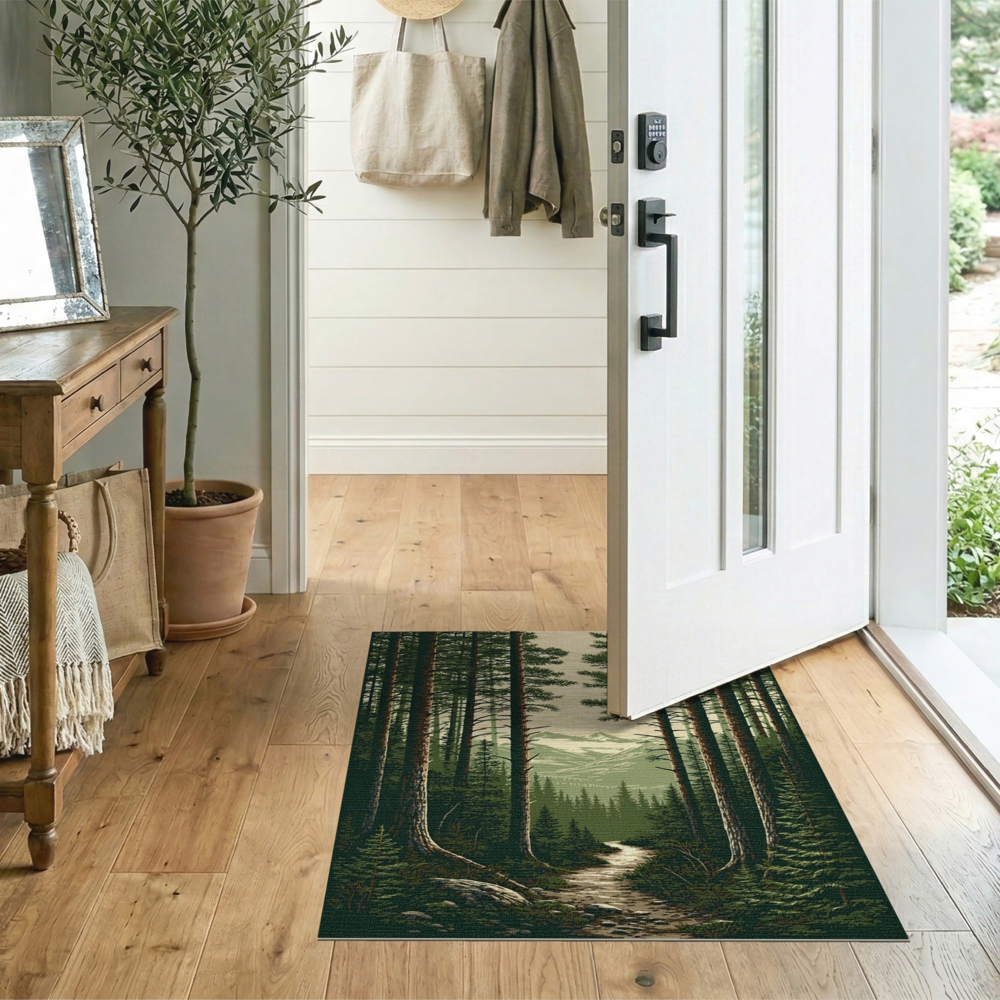 Vintage Forest Trail Washable Area Rug - Low Pile