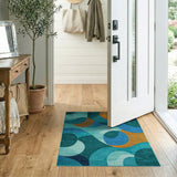 Geometric Modern Blue and Teal Teal Blue Abstract Geometric Area Rug