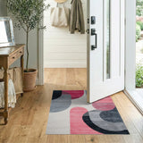 Pink Abstract Pink Grey Geometric Area Rug
