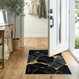Black Gold Marble Vein Area Rug