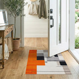 Bold Orange Gray Geometric Abstract Area Rug