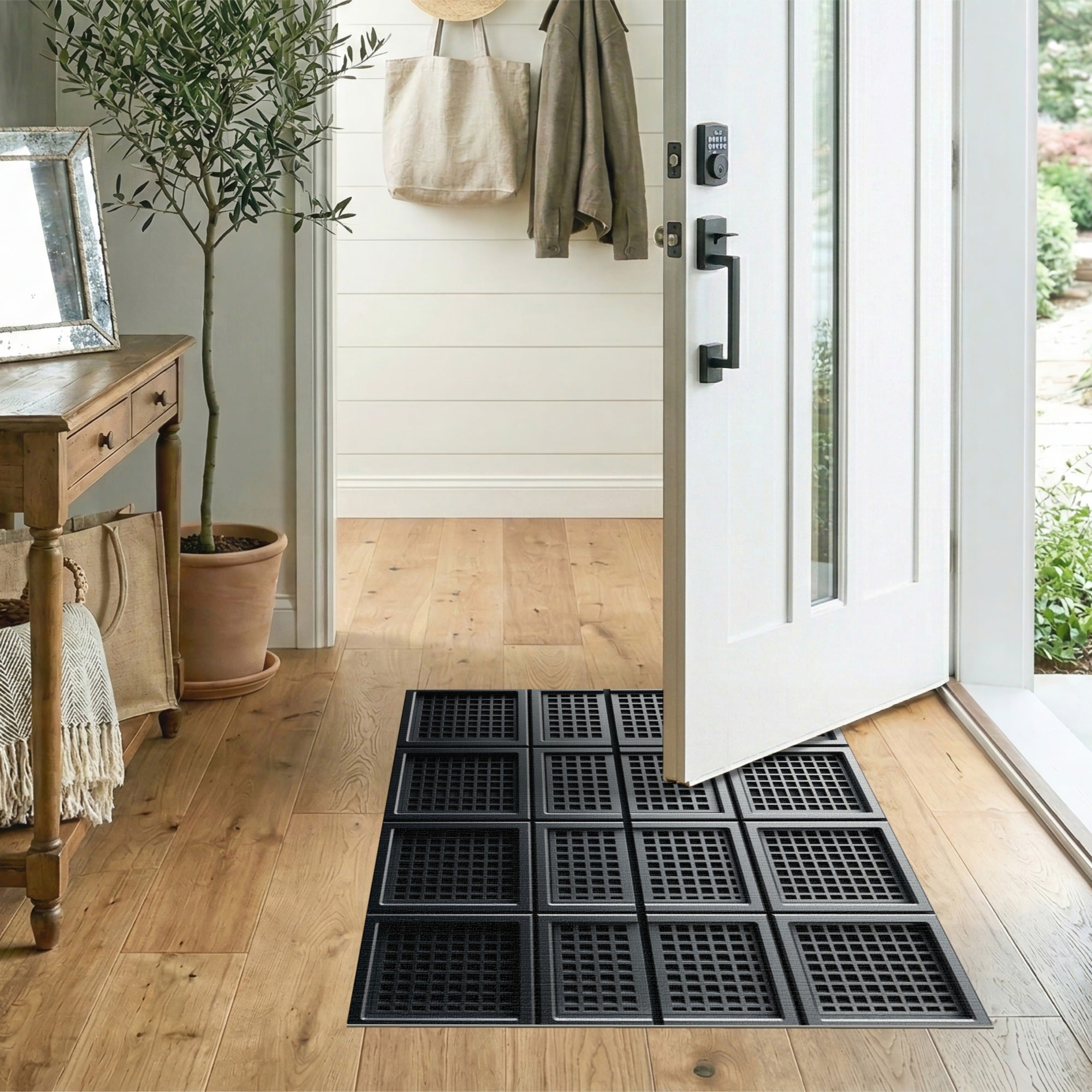 Modern Grey Grid Vent Area Rug