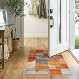 Vibrant Orange Geometric Abstract Geometric Modern Area Rug