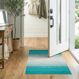 Teal Ombre Striped Area Rug