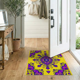 Vibrant Purple Mandala Area Rug on Sunny Yellow