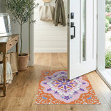 Vibrant Orange Purple Floral Medallion Rug