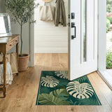Variegated Monstera Leaf Green Area Rug