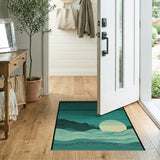 Teal Striped Sunrise Landscape Area Rug