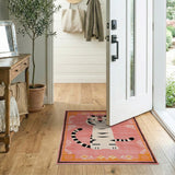 Cute Cartoon Tiger Pink Area Rug