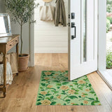 Cream Roses Light Green Floral Area Rug