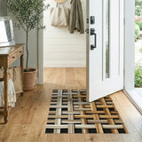 Beige and Neutral Beige Woven Basket Weave Area Rug