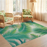 ODIKA Washable Tropical Palm Leaf Rug - Low Pile Non-Slip Botanical Area Rug