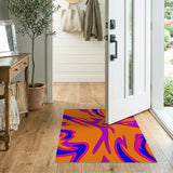 Vibrant Orange Multi-Color Geometric Modern Area Rug