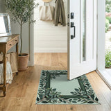 Green Eucalyptus Leaf Frame Area Rug