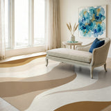 Wavy Brown Tan Abstract No. 3 Area Rug