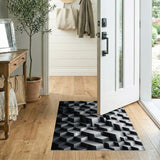 Black and White 3D Geometric Cube Black White Area Rug