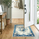 Blue and Teal Floral Vintage Blue Floral Vintage Area Rug