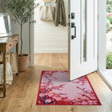 Pink Cherry Blossom Pink Floral Area Rug